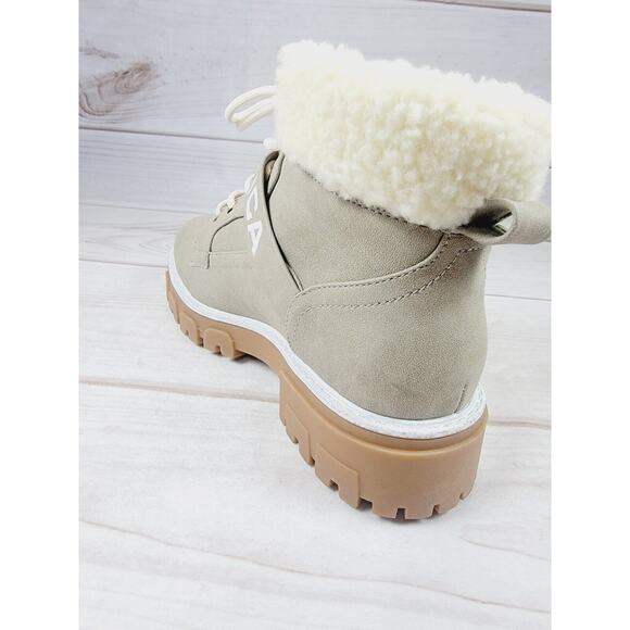 Womens Nautica Evona Ankle Hiker Boots Lace Up Beige Taupe Faux Suede Sz 7.5 - Picture 16 of 16